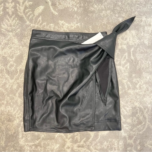NWT Aqua Faux Leather Wrap Mini Skirt - Picture 1 of 6